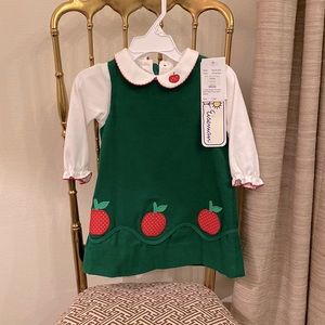 NWT $120 Florence eiseman green corduroy outfit dress set 12 month fall apple